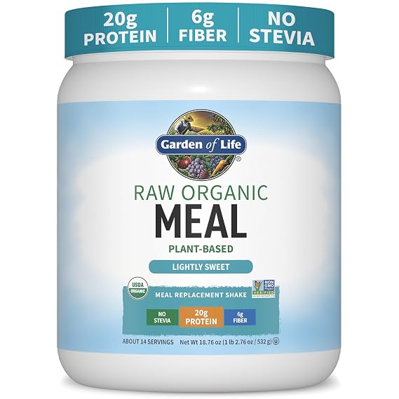 Garden of Life Raw Organic Meal Protein Powder, Lightly Sweet, 14 Servings