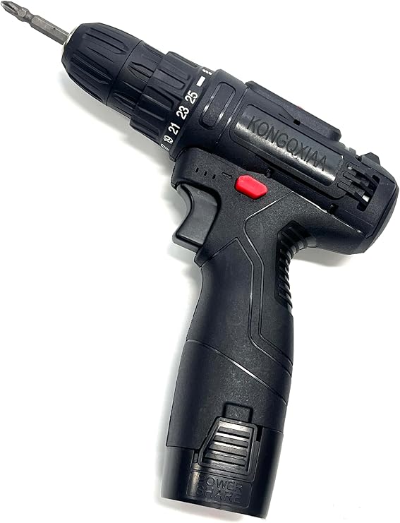 Cordless Power Drill, 21-Speed Electric Hand Drill with Battery, Black
