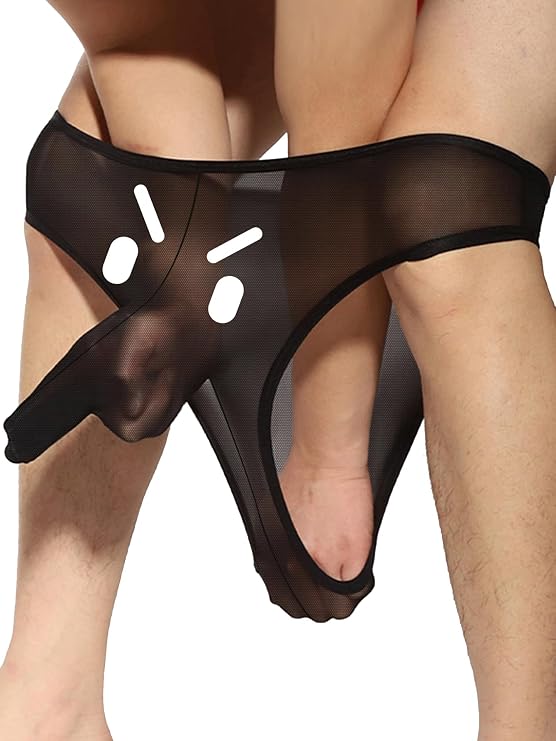 Men's Mesh Briefs - Sheer Bulge Enhancing Pouch, Ultra-Thin & Seamless Underwear