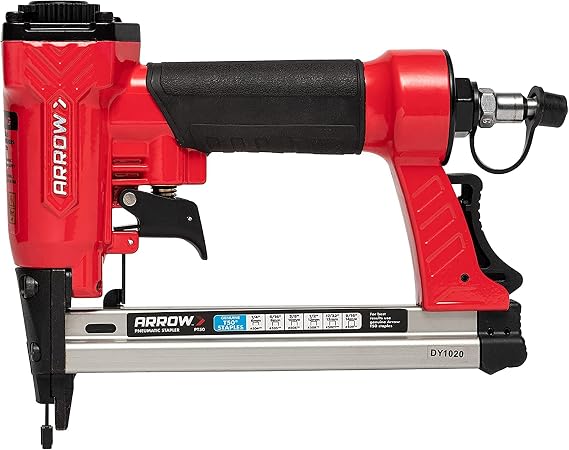 Arrow PT50 Oil-Free Pneumatic Staple Gun, Heavy-Duty Stapler, Red | Professional Stapler for Wood, Upholstery, Carpet, Wire Fencing, Fits 1/4", 5/16", 3/8", 1/2", 9/16" Staples