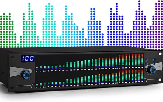 Professional 2-Channel Graphic Equalizer, 31-Band Stereo Graphic Eq, Dsp Feedback Eliminator, Audio Digital Equalizador Noise Reduction for Stage Singing