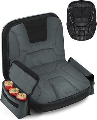 PACETAP Tractor Seat Cover with Drink Pouch, Heavy Duty 600D Oxford Waterproof Riding Lawn Mower Seat Cover Fits Kubota, for Cub Cadet, for Ford, for Mahindra, for Husqvarna Black,Medium