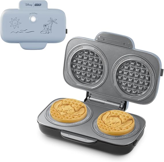 Disney | Dash MultiMaker Double Mini Maker System - Convenient Electric Waffle Maker - Features Interchangeable, Dishwasher-Safe Plates - Quick Cleanup & Simple Setup - Lilo & Stitch Design