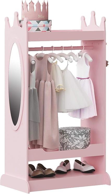 UTEX Kids Dress up Storage with Crown-Shaped Top and Mirror