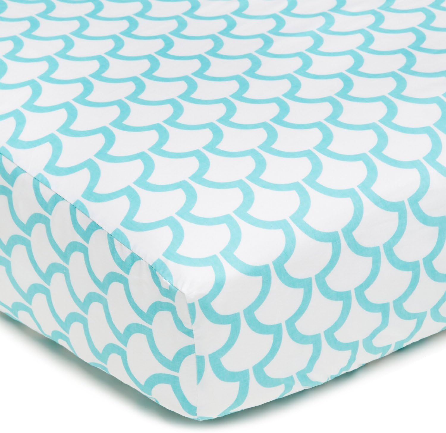American Baby Company 100% Natural Cotton Percale Fitted Crib Sheet for Standard Crib and Toddler Mattresses, Aqua Waves, Soft Breathable, for Boys and Girls
