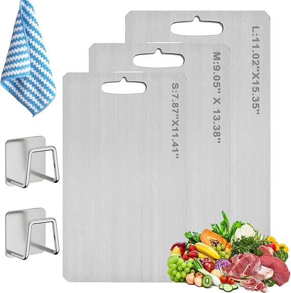 2025 New Titanium Cutting Boards, 100% Pure Titanium Cutting Boards for Kitchen, Double-Sided Food Grade Cutting Board, Chopping Boards Cutting Mat for Cutting Vegetables and Meat (S 8"11.5")
