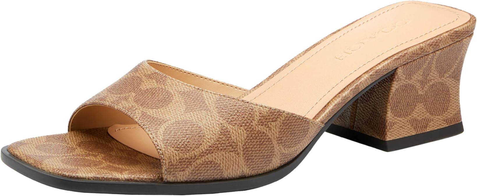 Coach Sculpted C Leather Block Heel Sandals