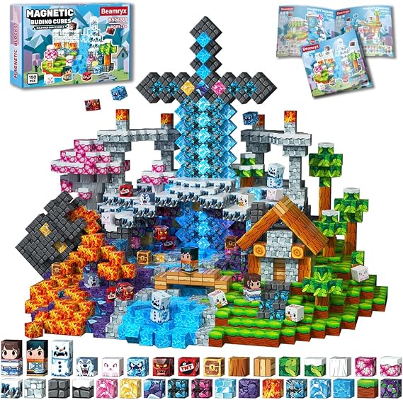 150pcs Magnetic Blocks Toys for Kids, Stacking Magnets, School STEM Toys Birthday Gifts for Boys and Holiday Easter Gifts BSG008