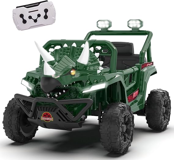 12V Dinosaur Ride on Toy, Ride on UTV for Toddlers w/Parent Control