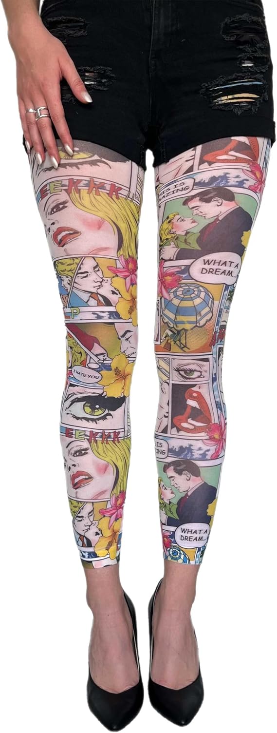 New Multicolored Comic Footless Tights
