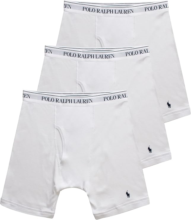 POLO RALPH LAUREN Men's Classic Fit Cotton Boxer Briefs, Trunks & Long Leg Available, 3-Pack