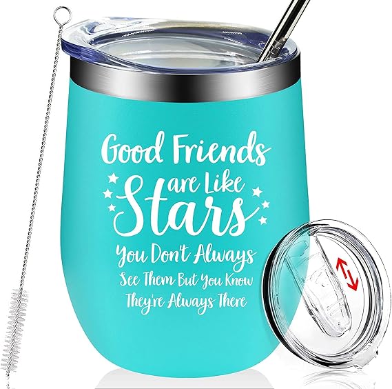 BIRGILT Best Friend Gift - Funny Best Friend Birthday Gifts - Christmas Friendship Present Idea for Women, Men, Sister, Coworker, Roommate, BFF, Female, Lady, Her - 12oz Insulated Wine Tumbler Cup