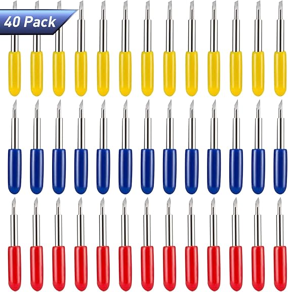 40PCS Replacement Cutting Blades Compatible with Cricut Explore Air 2/Air 3/Maker/Maker 3/Expression - 20PCS Standard, 10PCS Fine Point, 10PCS Deep Point Blades