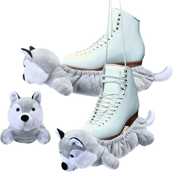 RoundFunny Dog Animal Ice Skate Blade Covers for Hockey Cute Skating Soakers Cover Figure Skate Guards for Winter Skating Accessories Boys Kids Girls Adult