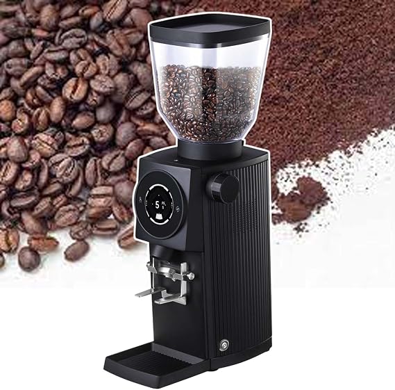 Automatic Flat Bur Coffee Beans Grinder,Touch Screen Settings,1500Kg Long Lifespan Burrs,10Mm Non-Stick Short Powder Channel