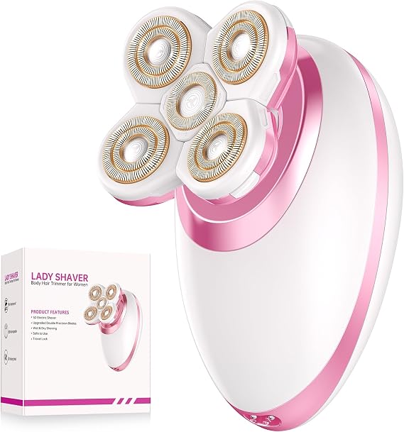 Electric Razors for Women Legs, Flawless Electric Shaver for Women, Rechargeable Waterproof Women's Electric Trimmer for Arms Legs Underarms and Pubic Area (Pink)