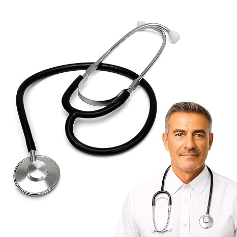 Dixie EMS Single Head Lightweight Stethoscope, Latex Free, for Doctors, Nurses, Students, Medical and Home Use - Black