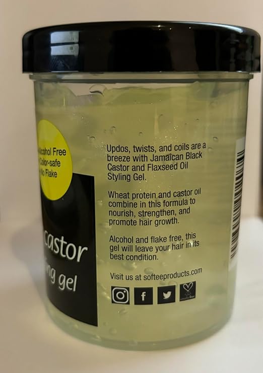 Softee Softee jamaican black castor & flaxseed oil styling gel 8 ounce, Green, 8 Ounce