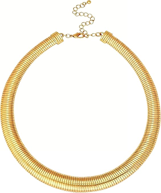 Chunky Gold Choker Necklace for Women, 14K Gold Plated Snake Chain Statement Necklace Triple Twsited Layered Choker Necklaces Jewelry Gifts