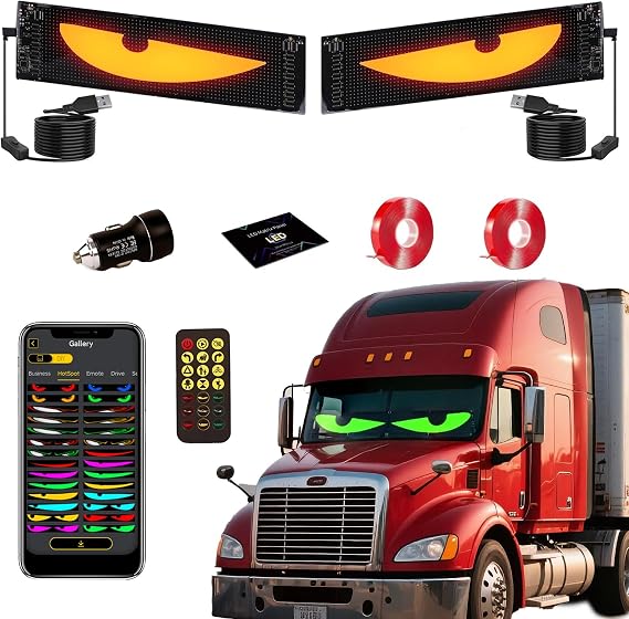 LED Eyes for Truck Windshield, 2PCS 23.6inx4.73in Devil Eyes Light for Windshield, Devil Eyes Light for Car, Truck, SUVs, Idea