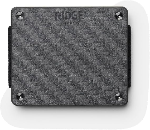 The Ridge Wallet For Men - LITE - The Minimalist Wallet, Smaller - Holds up to 8 Cards, RFID Protection, Sleek, Compact and Lightweight Card Holder - Carbon Fiber 3k