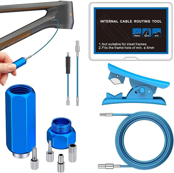 Pawfly Bike Internal Cable Routing Tool Kit with Hydraulic Hose Cutter, Compatible with 4-5.5mm Cable Housing, Hydraulic Hoses, Di2 E-Tubes & SD300 Cables, Bicycle Internal Cable Routing Tool Kit