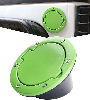 Green Gas Cap Cover Fuel Filler Door Cover Compatible with 2007-2017 Wrangler JK JKU 24-DOORNOT FOR 2018 JL MODELS
