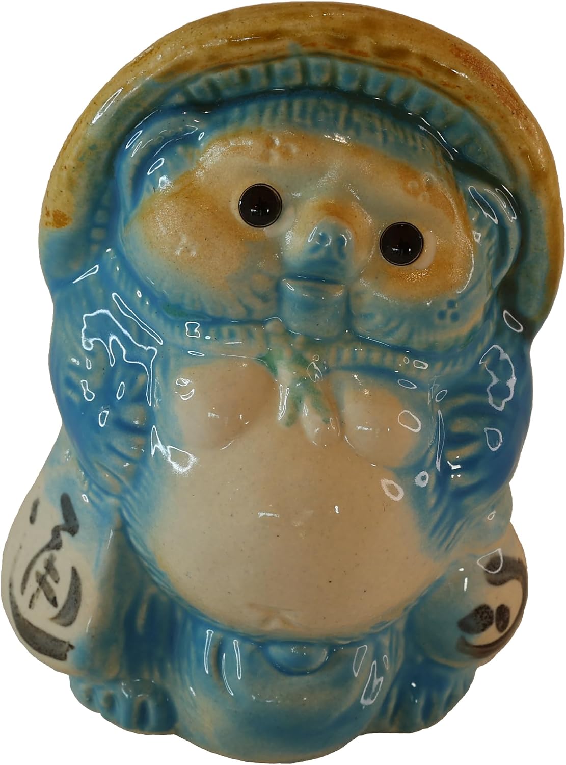 Shigaraki Ware Raccoon Dog Figurine Lucky Raccoon Dog Figurine Lucky Lucky Raccoon Dog Lucky Raccoon Dog Figurine Lucky Charm Pottery Made in Japan Koga Shigaraki Blue