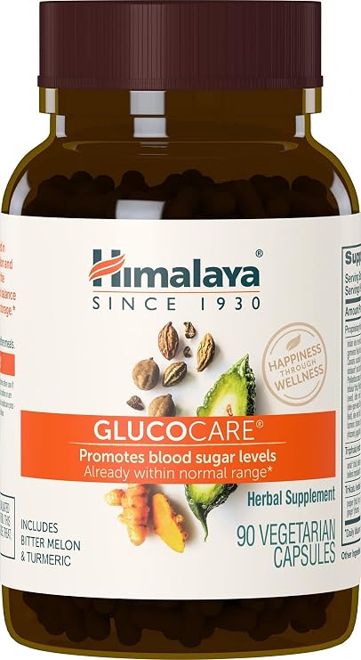 Himalaya GlucoCare Herbal Glucose Metabolism & Pancreatic Support with Bitter Melon, Gymnema, Triphala & Turmeric Natural Blood Sugar Support Vegan, Non-GMO, Gluten-Free 90 Capsules
