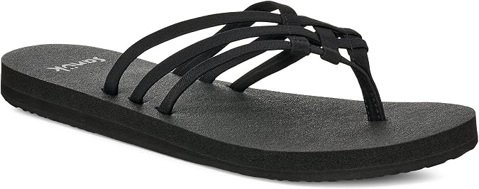 Sanuk Women's Yoga Sandy | Yoga Mat Footbed | Flip Flops for Women | Yoga Sandals For Women