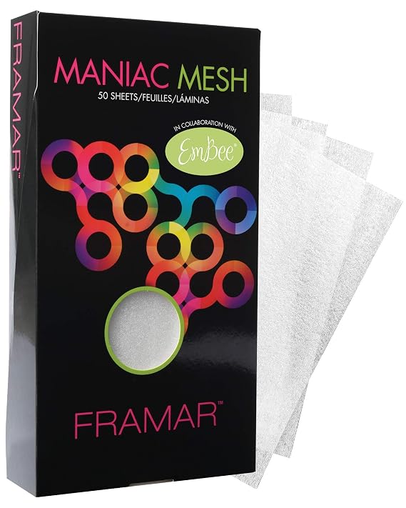 FRAMAR Maniac Mesh Sheets, Mesh Strips for Hair Dye, Hair Color, Hair | Mesh Strips for Hair Bleach, 50 Pack (Reusable)