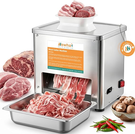 Newhai Commercial 5mm Meat Cutter Machine, Electric Meat Slicer, 110V