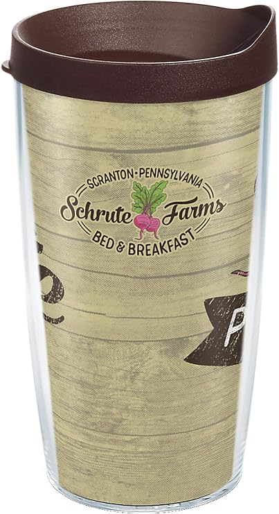 Tervis The Office Schrute Farms Made in USA Double Walled Insulated Tumbler Travel Cup Keeps Drinks Cold & Hot, 16oz, Classic
