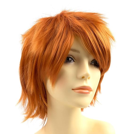 Modernfairy Dark Orange Wig Short Anime Halloween Wigs for Men Women