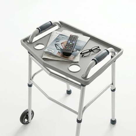 Bluestone Walker Tray- Upright with Holders-Universal Table Fits Most Standard Folding Walkers-Home Mobility Medical Equipment Accessories, 1 Count (Pack of 1)