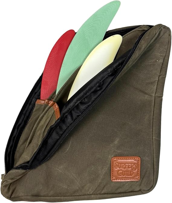 WP West Path Surfer's Guild Canvas Surfboard Fin Case/Bag | Surf Fin Holder/Storage | Surfer Gift, Surf Kit | Accessory