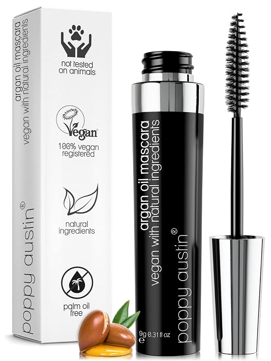 Poppy Austin Organic Mascara Black, Hypoallergenic, Waterproof, 0.31 Fl Oz
