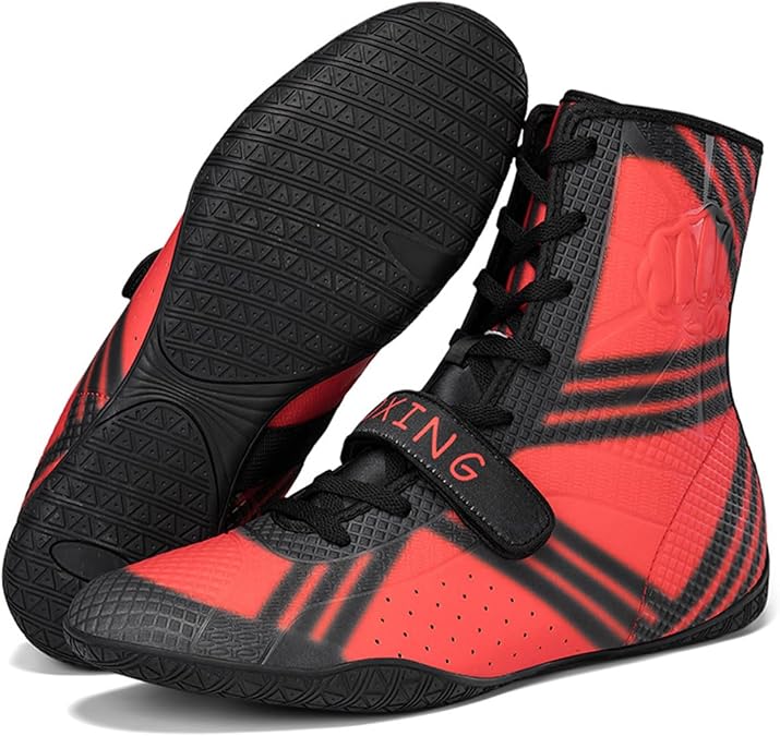 Men's High Top Wrestling Shoes Lightweight & Breathable Boxing Training Shoes Kickboxing MMA Shoes for Gym & Combat Sports