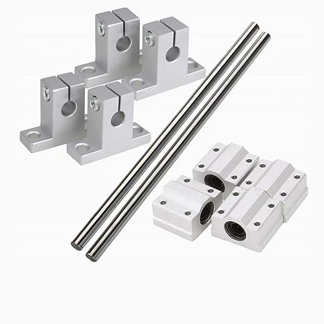 10x500mm Linear Shaft Optical Axis with SK10 Linear Rail Support and SCS10UU Slide Bearings Block for CNC Machine and Electronic Equipment Guide(Pack of 10)