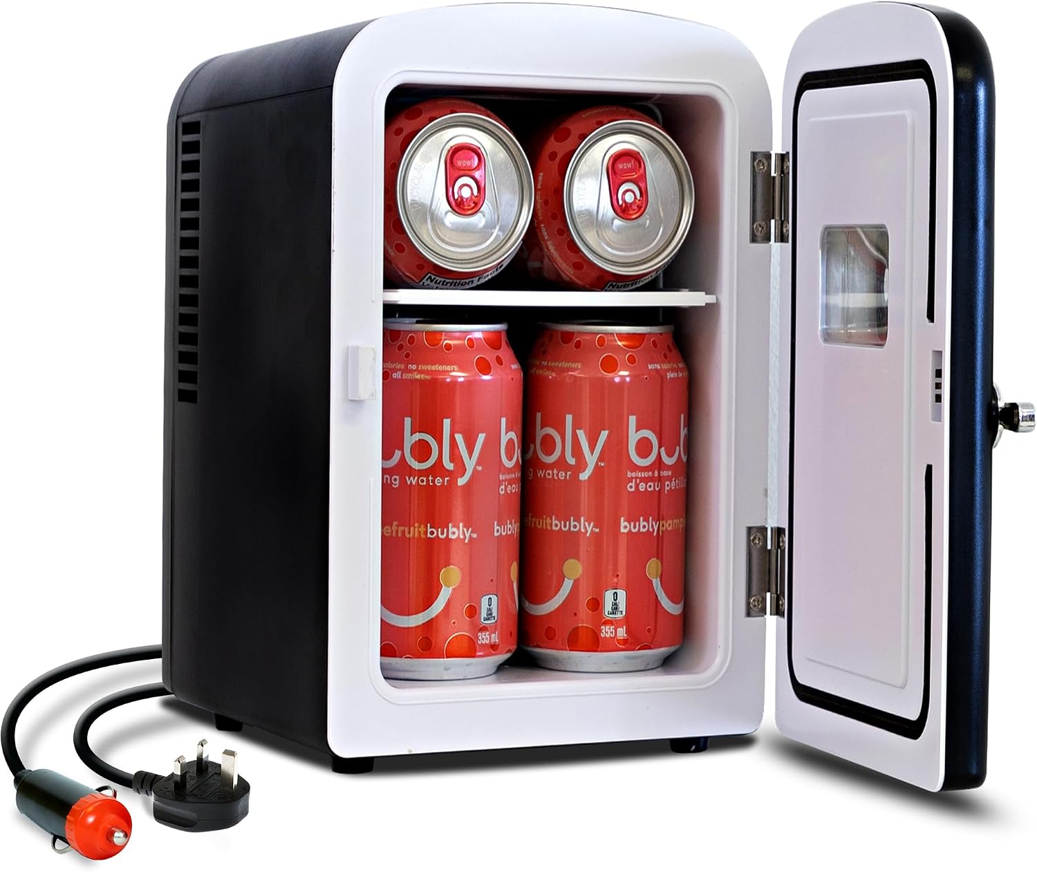 Koolatron Retro Mini Fridge For Bedrooms 4L Small 6 Can Black [Energy Class A]