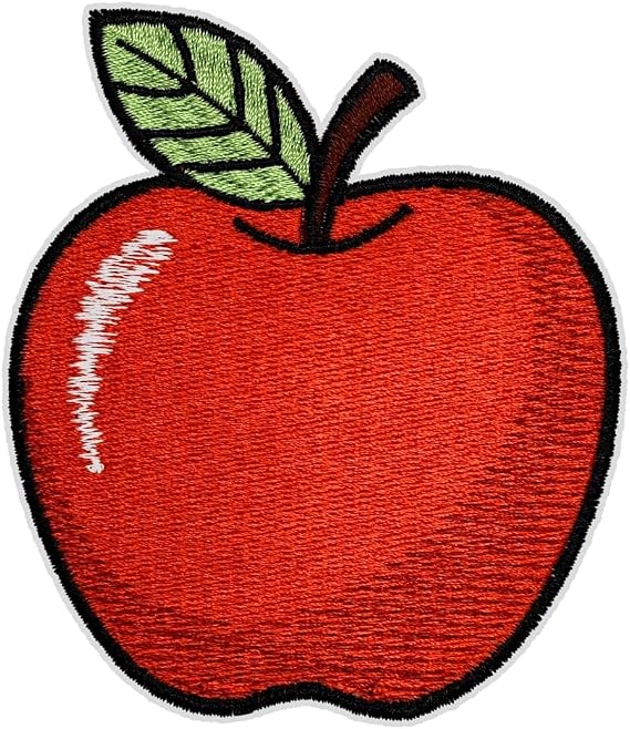 Shiny Apple Patch 3.5 inches, Cool Red Apple Iron On Patch | Easy to Apply, Machine Washable, and Dishwasher safe, Eco-Friendly Embroidered Teacher Iron On Patches for Backpacks