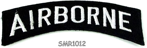 Air Borne White on Black Patch M-Rocker Iron-on Patches for Biker Vest or Jacket