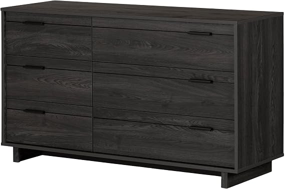 South Shore Fynn, Contemporary, Clothing Storage, Six, Bedroom, Dresser Chest of Drawers, Gray Oak