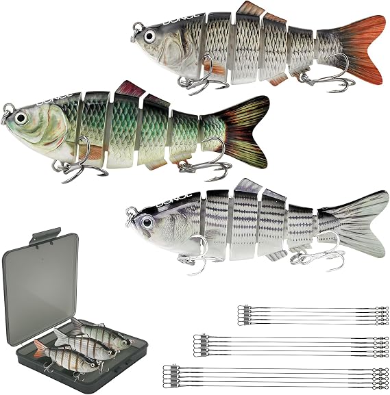 DONQL 3Pcs Multi Jointed Bass Fishing Lures Bionic Swimming Lure