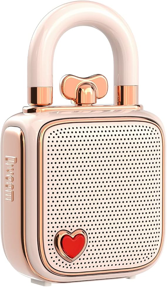 divoom Love-Lock Bluetooth speaker, small portable jukebox, wireless stereo matching, retro sound box, cute desktop decoration, for girls, pink