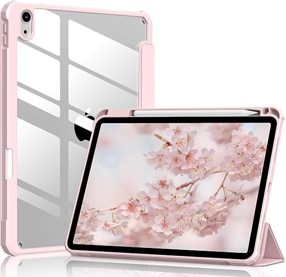Clear Case for iPad (A16) 11 Inch 2025 & 10th 10.9 Inch 2022, Pink | for iPad (A16) 11th Gen 2025, iPad 10th Generation 10.9 Inch 2022, Pencil Holder, Auto Wake/Sleep, Transparent Back Cover