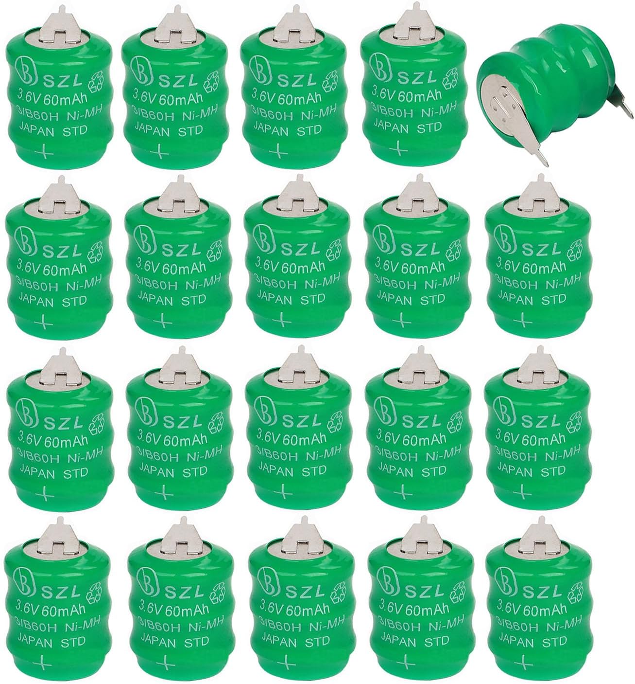 20 Pack 3.6V 60mAh Ni-MH Battery for Varta 3V60H 55608303012 PLC CNC Chip Data Power Supply 2 Pin