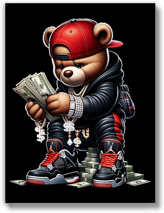 Streetwear Fashion Room Decor (UNFRAMED 12 x 16) Michael Jordan Shoes Sneaker Poster Sneakerhead Posters Air Jordans Teen Boy Room Girl Room Wall Art Prints Bedroom, Dorm, Desk - Hip Hop Urban Red Bear