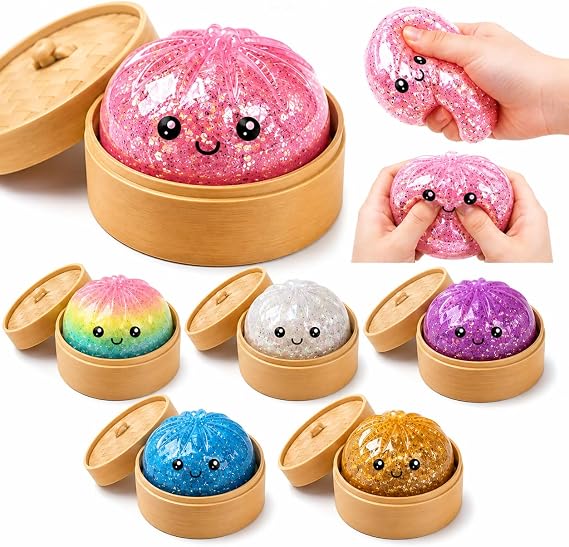 Çin Mantısı Patlamayan Sürpriz Squishy Oyuncak TPR Stres Topu Bambu Kutulu