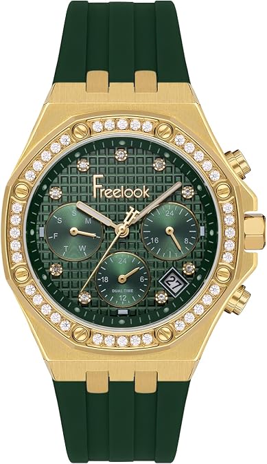 Freelook, Watch for Women, Gold Watch for Women - Rubber Strap Watches for Women, Silver Watch for Ladies, Analog Display Wrist Watch
